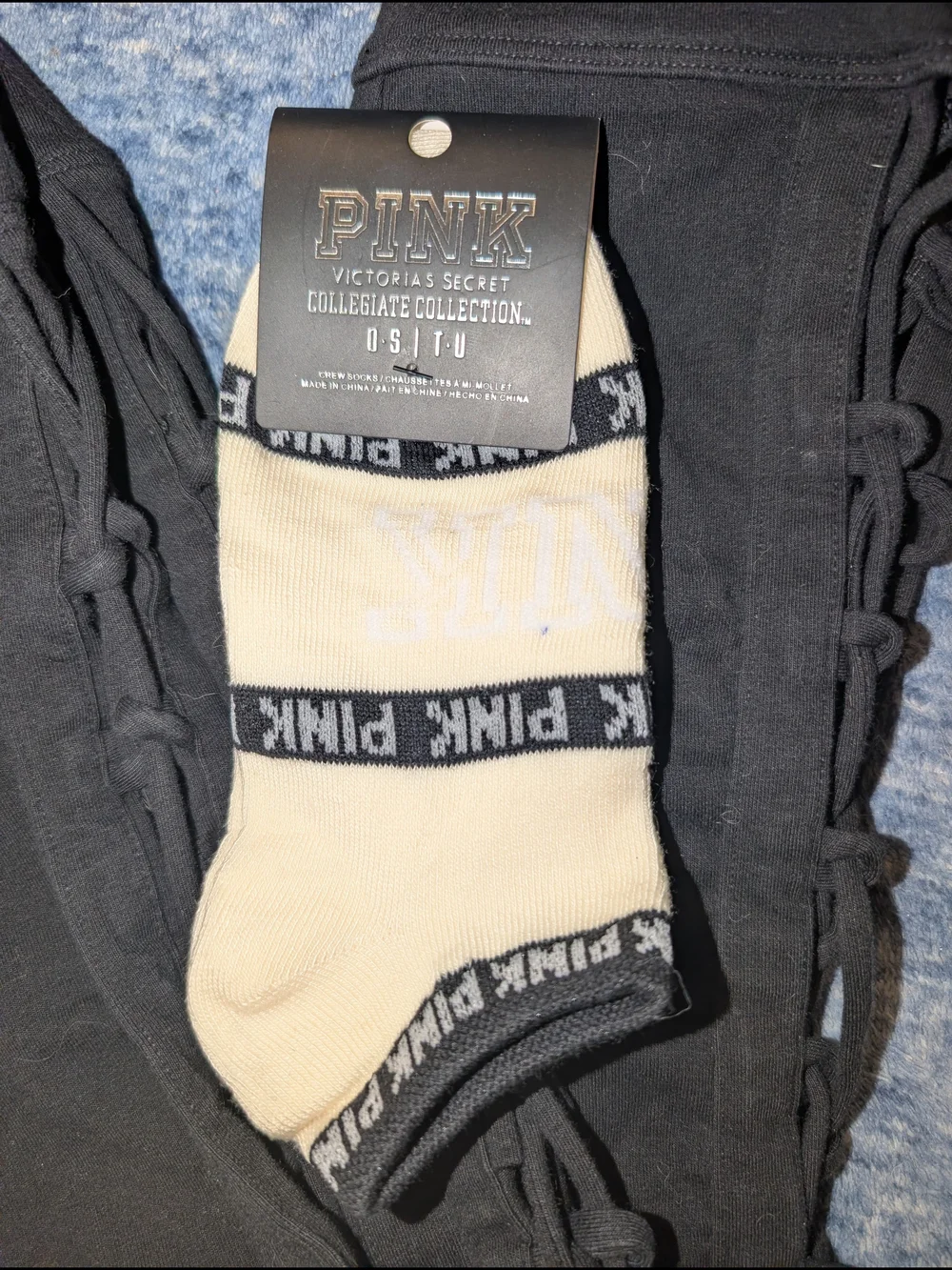 PINK Victoria's Secret Black Logo Leggings with NWT Socks